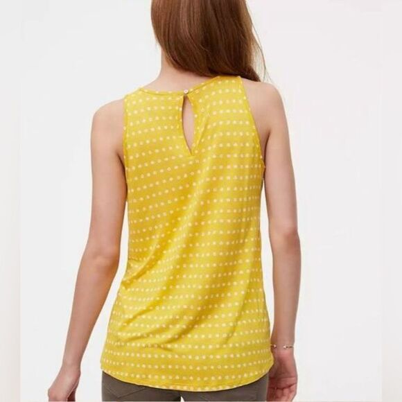 Ann Taylor Loft mustard yellow and white spotted mixed media top size medium - Picture 5 of 9